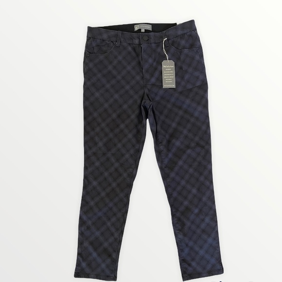 Wit & Wisdom Diamond Plaid Blue Ab Solution High Rise Pants - Picture 1 of 8